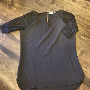 NY&Co black blouse with 3/4 lace sleeves